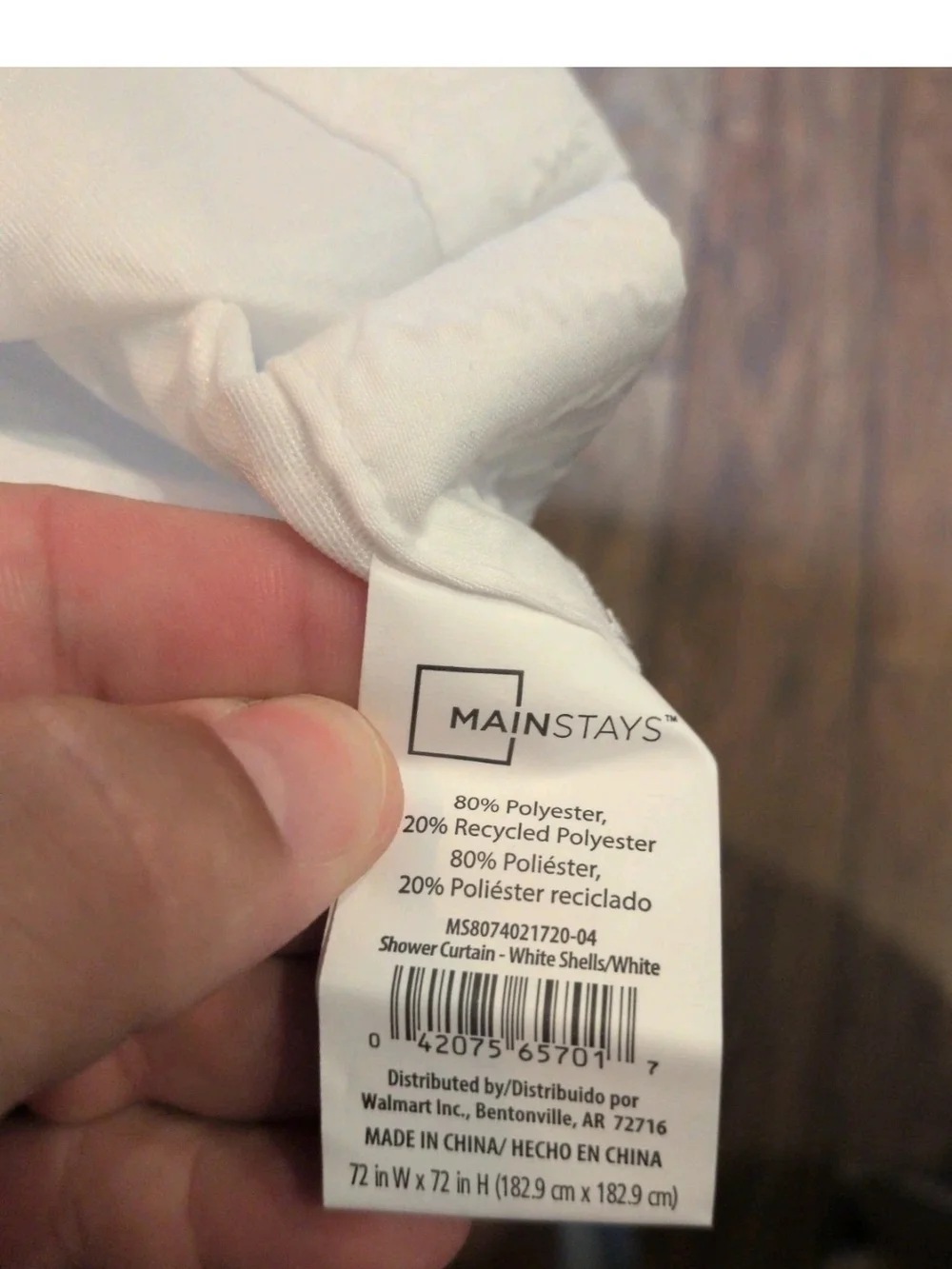Mainstays White 72inx72in Shower Curtain